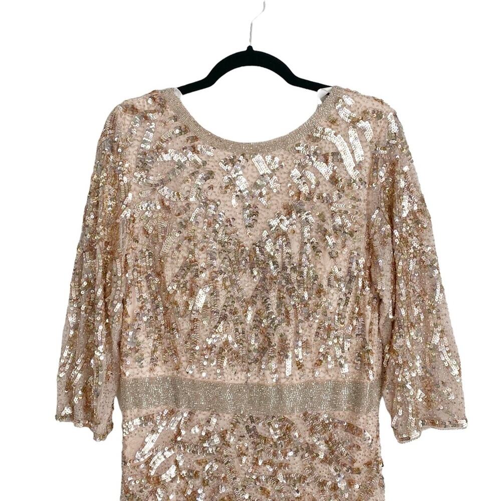 MAC DUGGAL Vintage Blush Rose Gold Sequined Evening Formal Gown - Picture 5 of 16